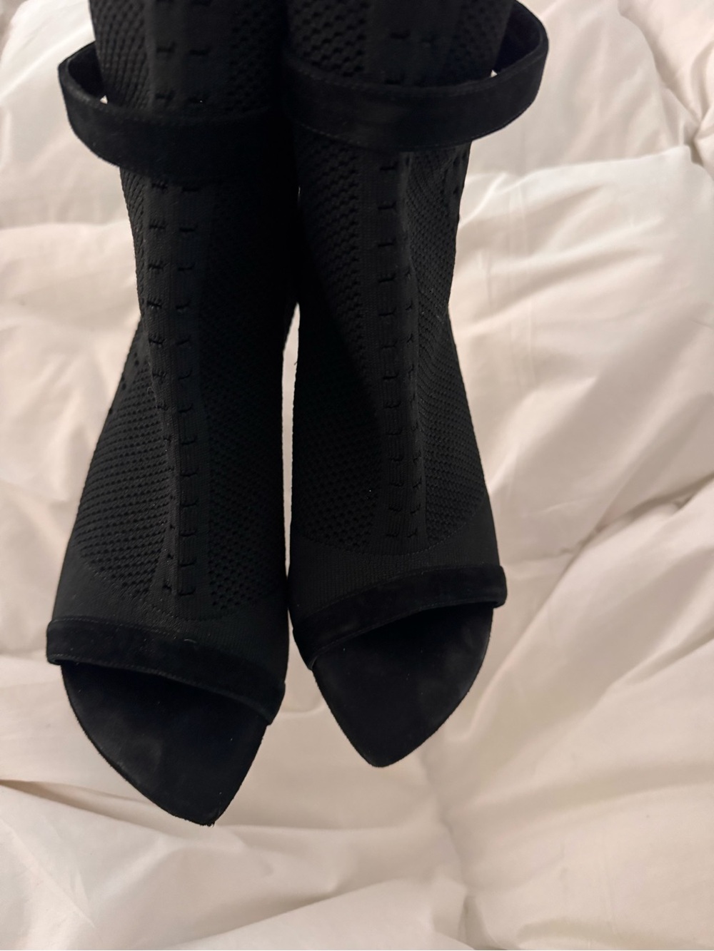 Jeffrey Campbell Black Open-Toe Knit Ankle Booties